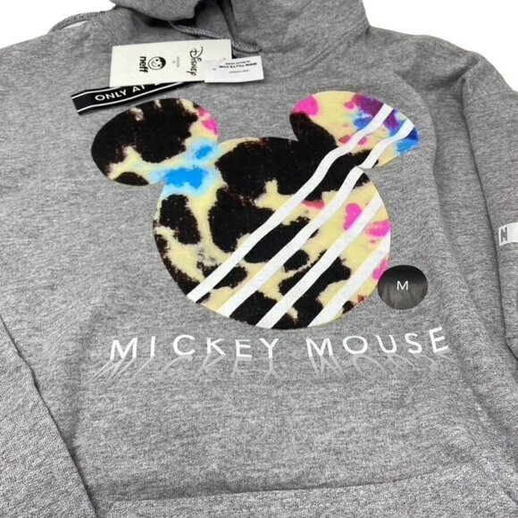 NEFF X Mickey Slash Unisex Hoodie Sz Med Heather Grey Disneyland - Picture 3 of 10
